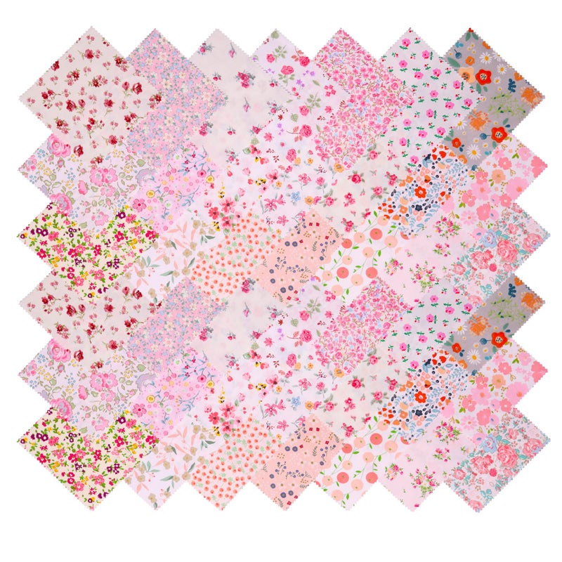 Hanjunzhao 42Pcs Layer Cakes 10 inch Squares for Quilting, Layer Cake Fabric for Quilting 10 inch, Pre-Cuts 10" Squares Cotton Fabric for Sewing, Patchwork, Crafts, and Home Decor - Spring Floral - Image 3