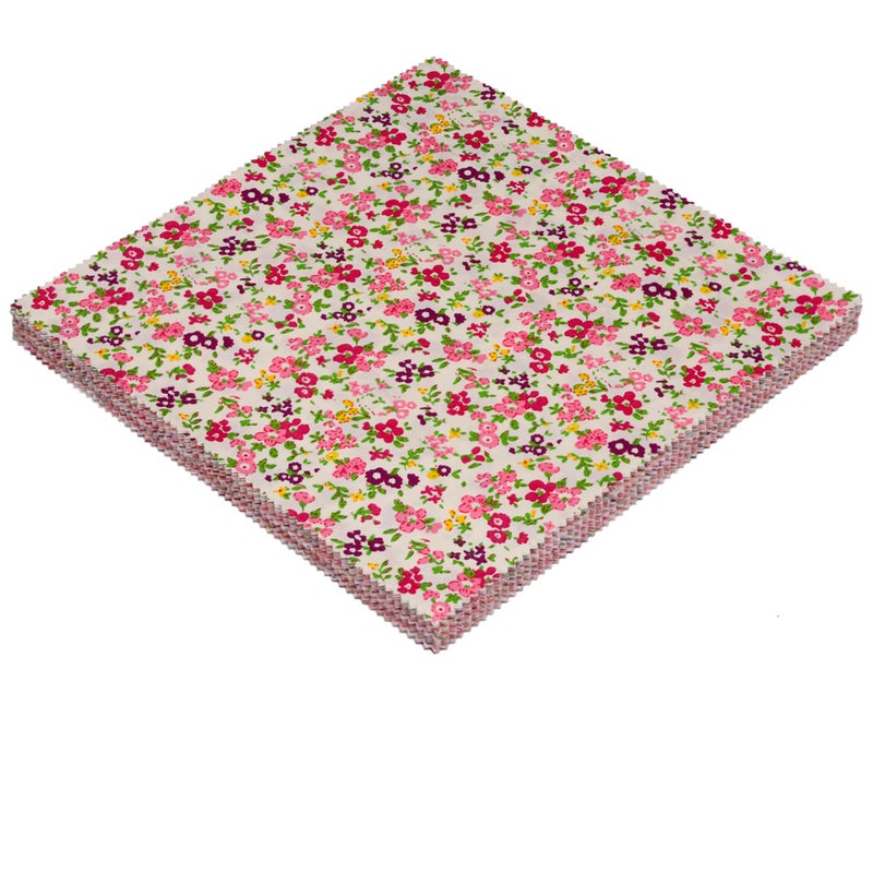Hanjunzhao 42Pcs Layer Cakes 10 inch Squares for Quilting, Layer Cake Fabric for Quilting 10 inch, Pre-Cuts 10" Squares Cotton Fabric for Sewing, Patchwork, Crafts, and Home Decor - Spring Floral - Image 2