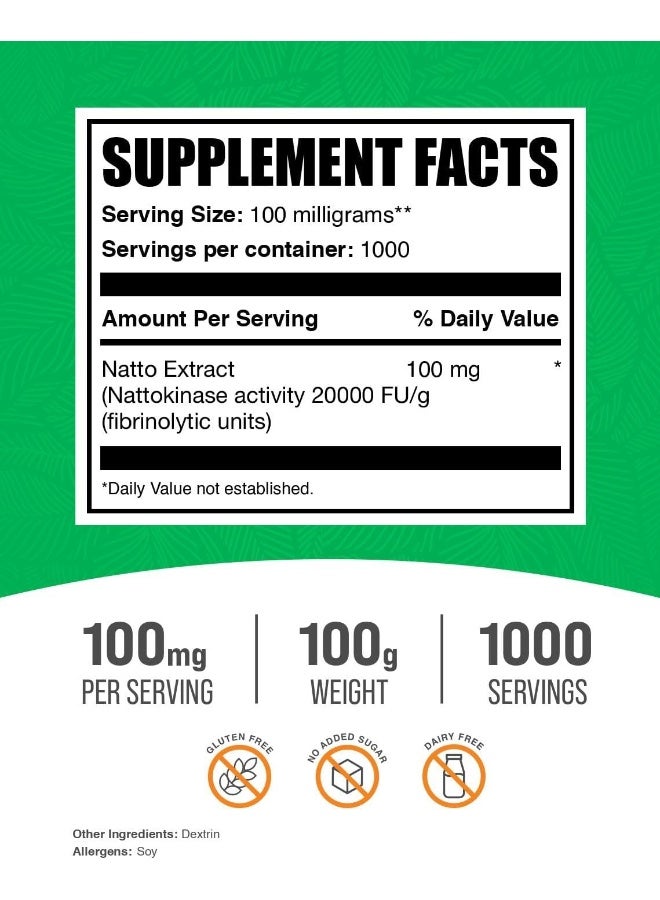 BULKSUPPLEMENTS.COM Nattokinase Powder - Natto Powder, Nattokinase Supplement, Nattokinase 2000 Fu - Sourced From Natto Extract, 110Mg Per Serving, 100G (3.5 Oz) - Image 2