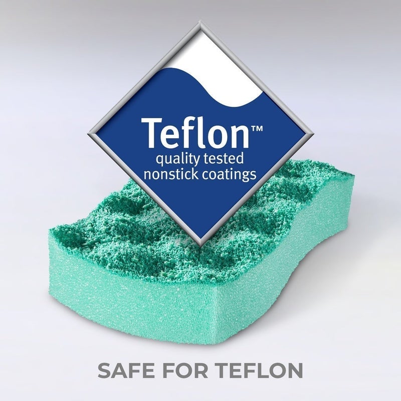 Vileda Pur Active medium foam cleaning scourer with unique non-scratching technology, clean delicate surfaces, pack of 2+1, high absorption, ergonomic design - Image 2