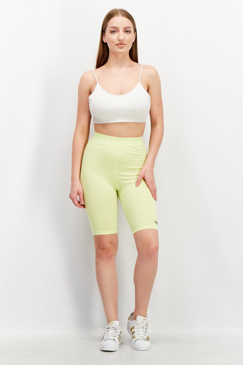 VANS Women Brand Logo Basic Shorts, Lime Green - Image 2