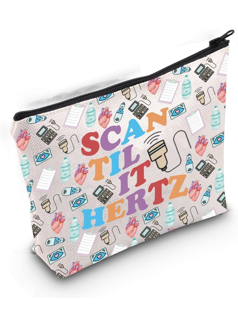 Gzrlyf - Gzrlyf Scan Til It Hertz Sonography Makeup Bag Ultrasound Technologist Gift Cardiac Sonographer Gift Mri Rad Tech Cosmetic Bag (SCAN TIL IT HERTZ) - Image 1