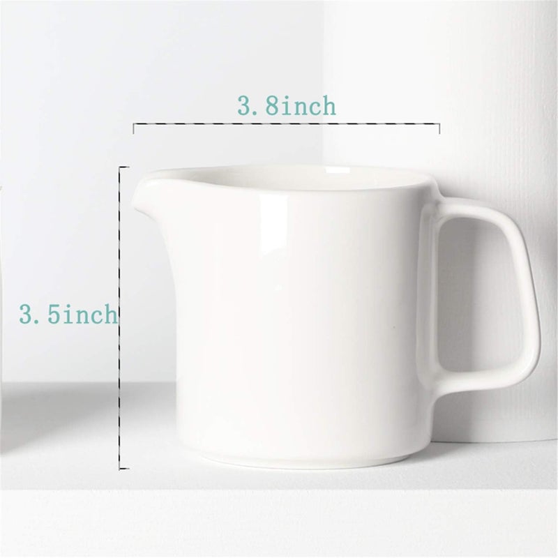 ONTUBE Ceramics Creamer,Porcelain Coffee Milk Creamer Pitcher with Handle for Home and Kitchen - 10 oz (White) - Image 4