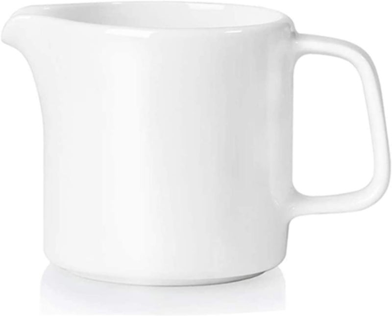 ONTUBE Ceramics Creamer,Porcelain Coffee Milk Creamer Pitcher with Handle for Home and Kitchen - 10 oz (White) - Image 1