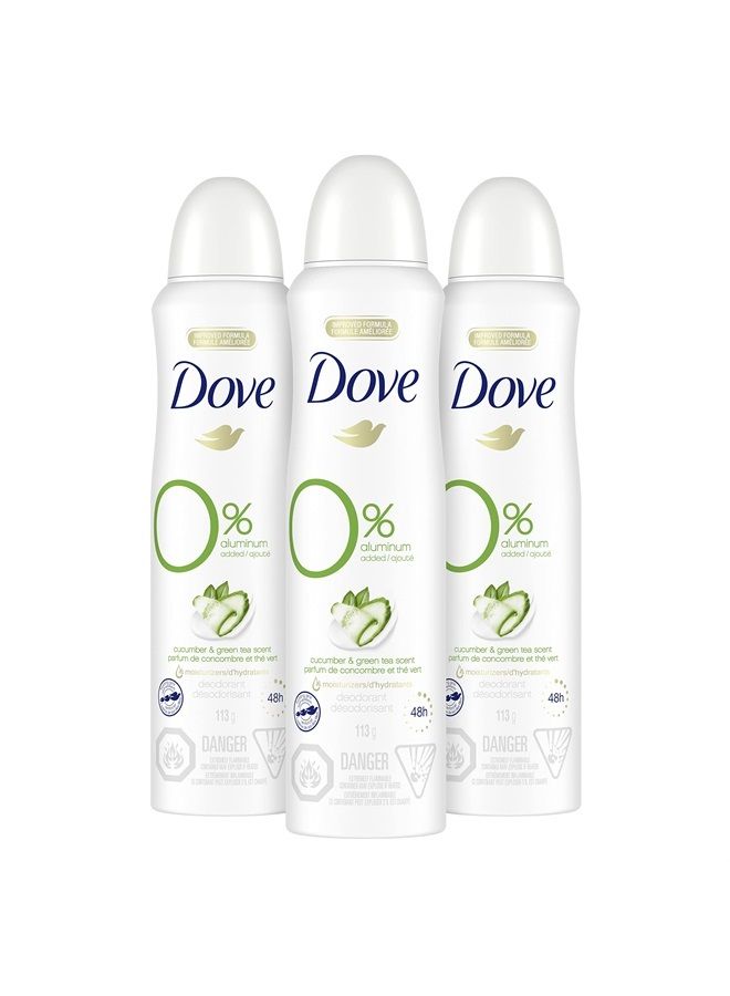 Dove بخاخ مزيل العرق لحماية لمدة 48 ساعة بخيار والشاي الأخضر خالي من الألمنيوم 4 أونصات 3 عبوات - Image 1