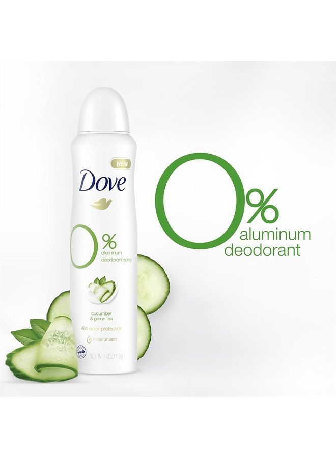 Dove بخاخ مزيل العرق لحماية لمدة 48 ساعة بخيار والشاي الأخضر خالي من الألمنيوم 4 أونصات 3 عبوات - Image 3
