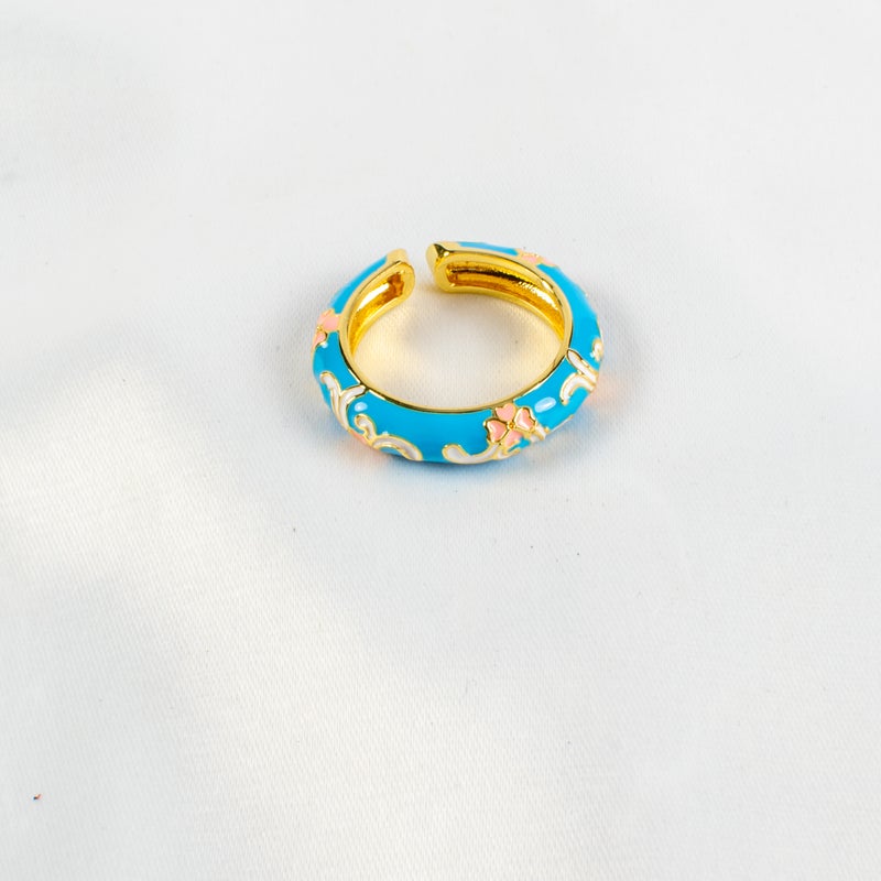 Blue Gold Plated Free Size Ring - Image 2
