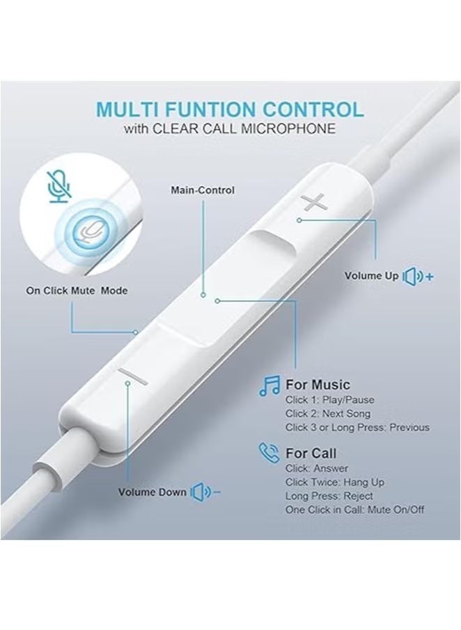 High Quality Original Wired USB-C Headphones Without Bluetooth In-Ear Earphones with USB-C,Wired Earbuds with Built-in Remote to Control Music,Phone Calls and Volume,In-ear Headphones for iPhone 17/16/15 Pro Max,iPad Pro/Air,or for Samsung for Android - Image 4