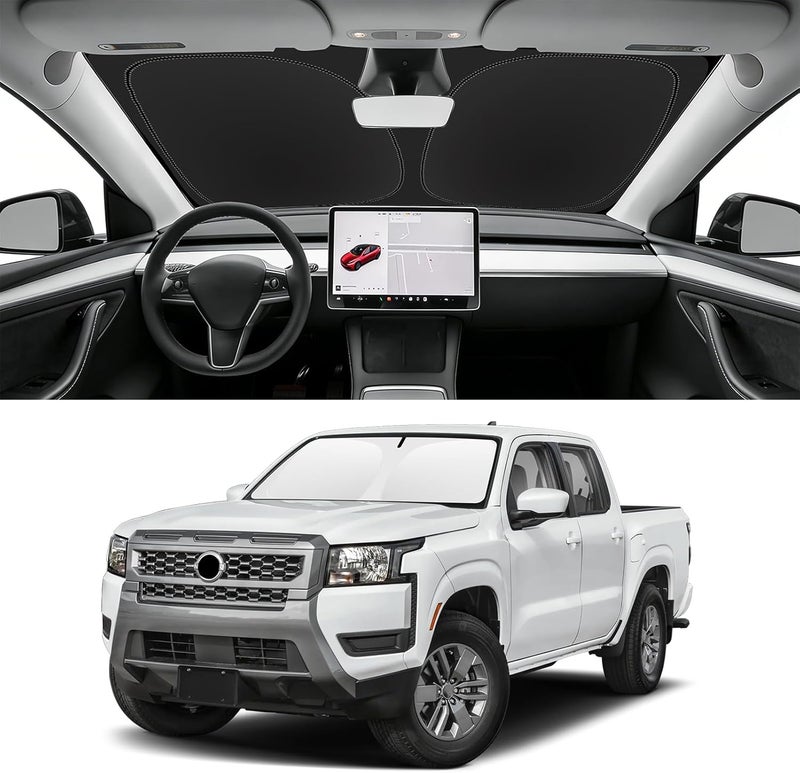 SLOGENTO Custom Fit Windshield Sun Shade for Nissan Frontier 2022-2026, Blocks UV & Heat, Front Window Sunshade Accessories, Easy Fold & Store Keep Your Car Cooler Non sticky surface - Image 1