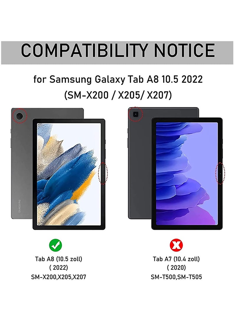 Captaintech Slim Smart Cover with Detachable Bluetooth Keyboard and Built-in S Pen Holder for Samsung Galaxy Tab A8 10.5 Inch (2022) - Compatible with SM-X200/X205/X207 (Black) - Image 4