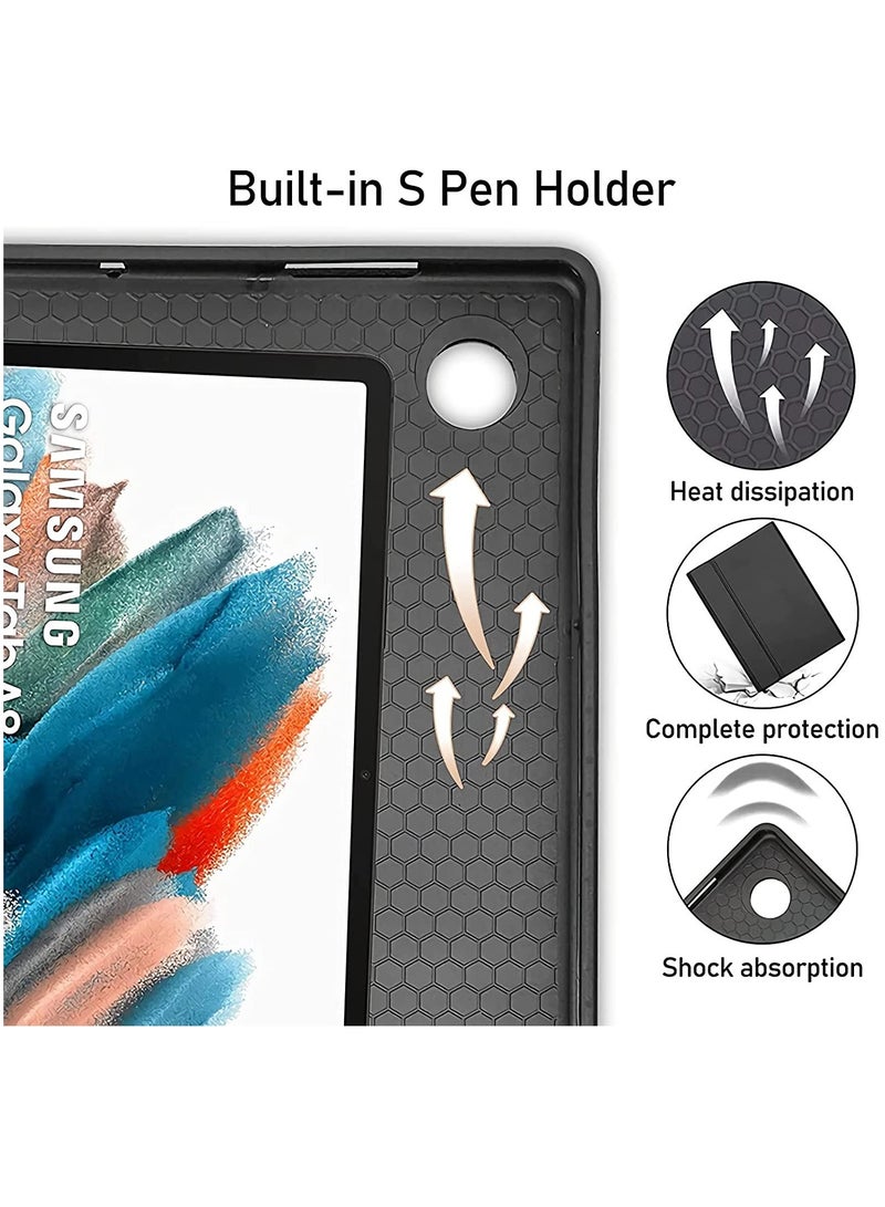 Captaintech Slim Smart Cover with Detachable Bluetooth Keyboard and Built-in S Pen Holder for Samsung Galaxy Tab A8 10.5 Inch (2022) - Compatible with SM-X200/X205/X207 (Black) - Image 5