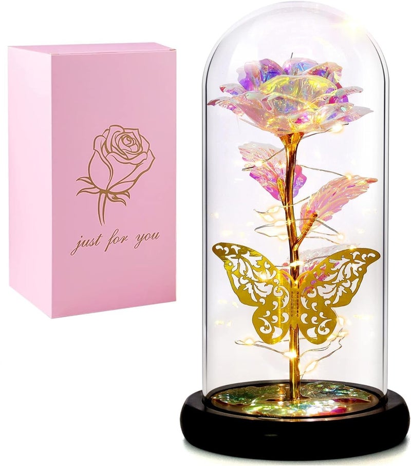 FWQPRA Rose Mothers Day Flower Dome for Mom from Daughter Son, Birthday for Women Grandma Wife Girlfriend Sister, Womens Gift for Teacher,Anniversary Christmas (Rose Flower) - Image 1