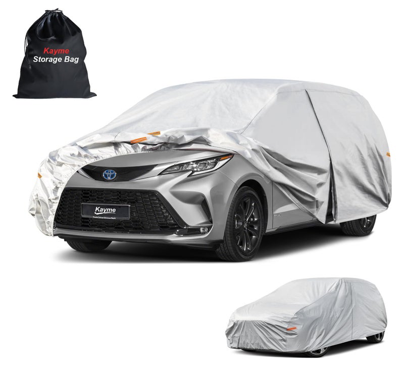 Kayme 6 Layers Car Cover Custom Fit for Toyota Sienna 19972025 Waterproof All Weather for Automobiles Outdoor Full Cover Rain Sun UV ProtectionSilver