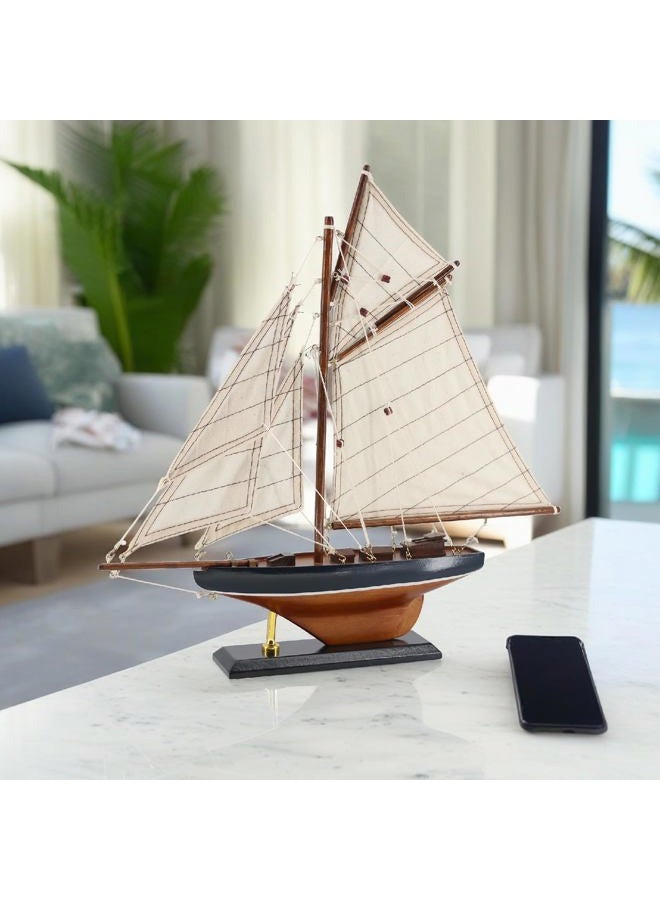 NAUTIMALL 15" Wooden Sailboat Decor Classic Columbia America's Cup Ship Model Nautical Yacht Decor (CLB39-ClassicWood) - Image 5