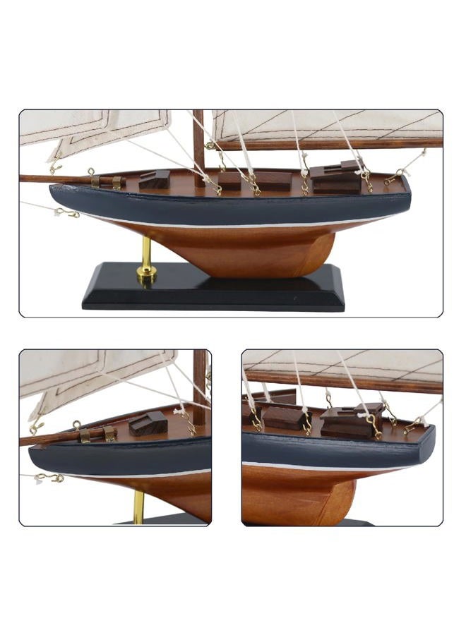 NAUTIMALL 15" Wooden Sailboat Decor Classic Columbia America's Cup Ship Model Nautical Yacht Decor (CLB39-ClassicWood) - Image 4