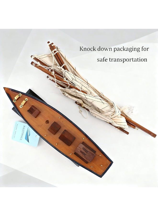 NAUTIMALL 15" Wooden Sailboat Decor Classic Columbia America's Cup Ship Model Nautical Yacht Decor (CLB39-ClassicWood) - Image 3