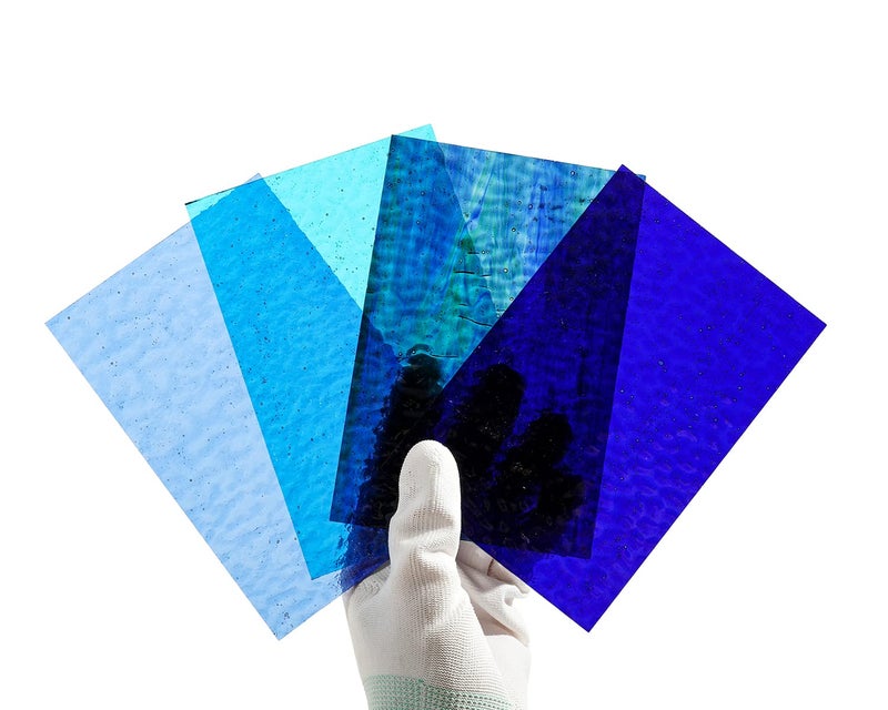 Lanyani Blue Transparent Stained Glass Sheets for Craft, 6x4 inch Colored Textured Cathedral Glass Pack, 10 Sheets - Image 5