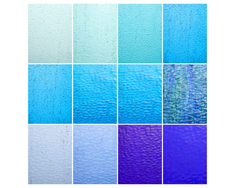 Lanyani Blue Transparent Stained Glass Sheets for Craft, 6x4 inch Colored Textured Cathedral Glass Pack, 10 Sheets - Image 1