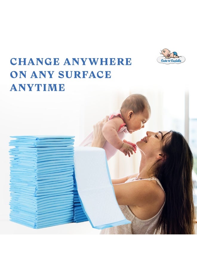 Cute 'n' Cuddle Cute 'n' Cuddle – 90 Pcs Disposable Changing Mat Blue (60×45 cm) with 90 Red Scented Diaper Bags – Soft, Leak-Proof & Hygienic  - Image 3