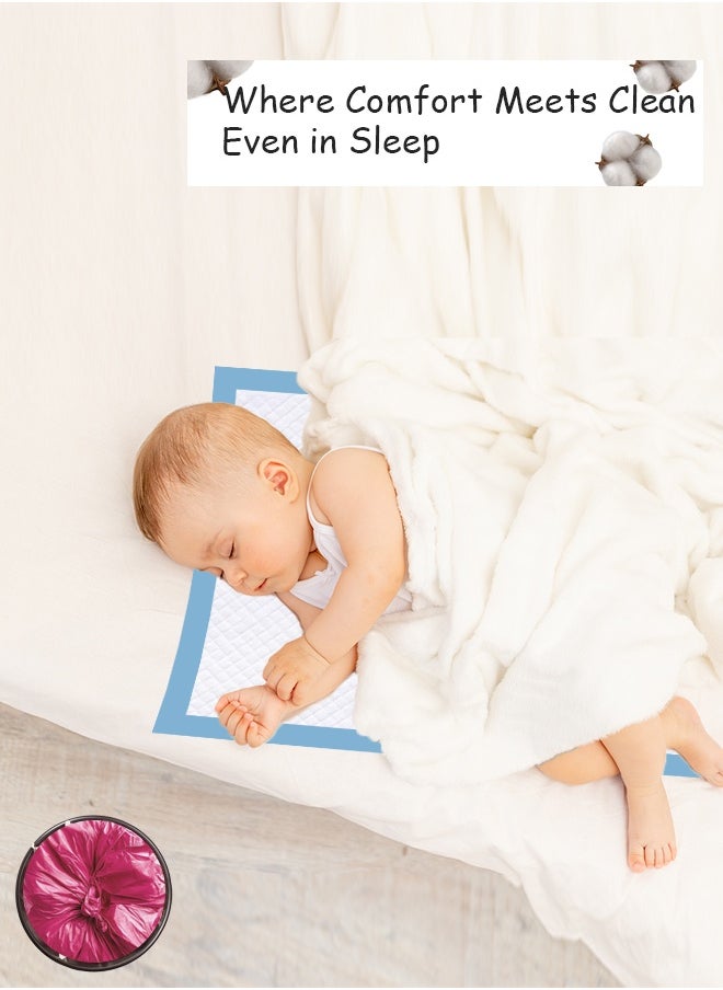 Cute 'n' Cuddle Cute 'n' Cuddle – 90 Pcs Disposable Changing Mat Blue (60×45 cm) with 90 Red Scented Diaper Bags – Soft, Leak-Proof & Hygienic  - Image 5