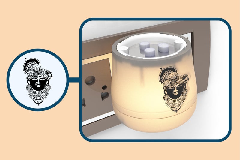 SHIVANSH TECHNOLOGY® Electric Kapoor Dani Camphor Burner & Diffuser for Home | Puja Camphor Machine with Night Lamp | Aroma Oil & Incense Burner with Safety Features (Warm White Light, Shrinathji) - Image 2