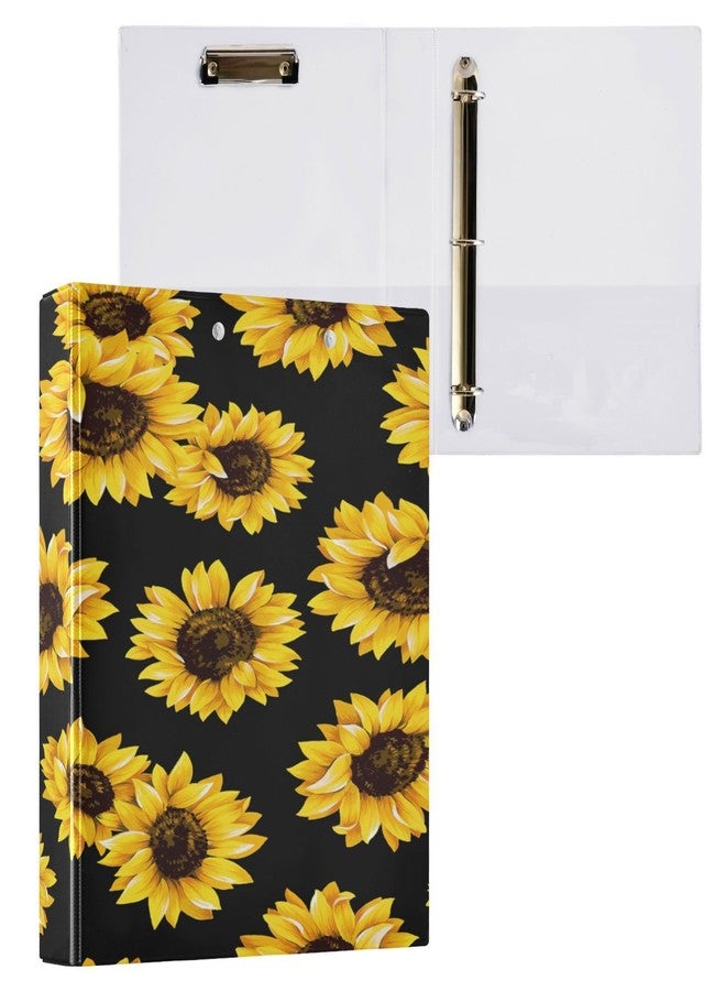 KEEPREAL Sunflower Pattern Clipboard Binder with 2 Pockets, 1.5 Inch Three Ring Binder - Image 1
