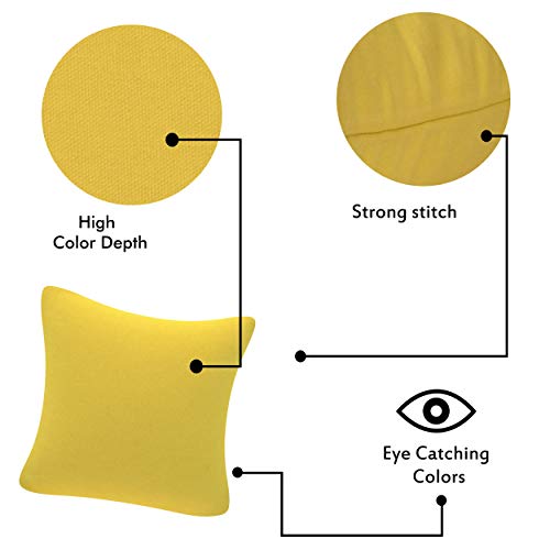 Yellow Weaves Cotton Canvas Decorative Cushion Covers, (16 X 16 Inches), Set of 5, Multicolour - Image 3