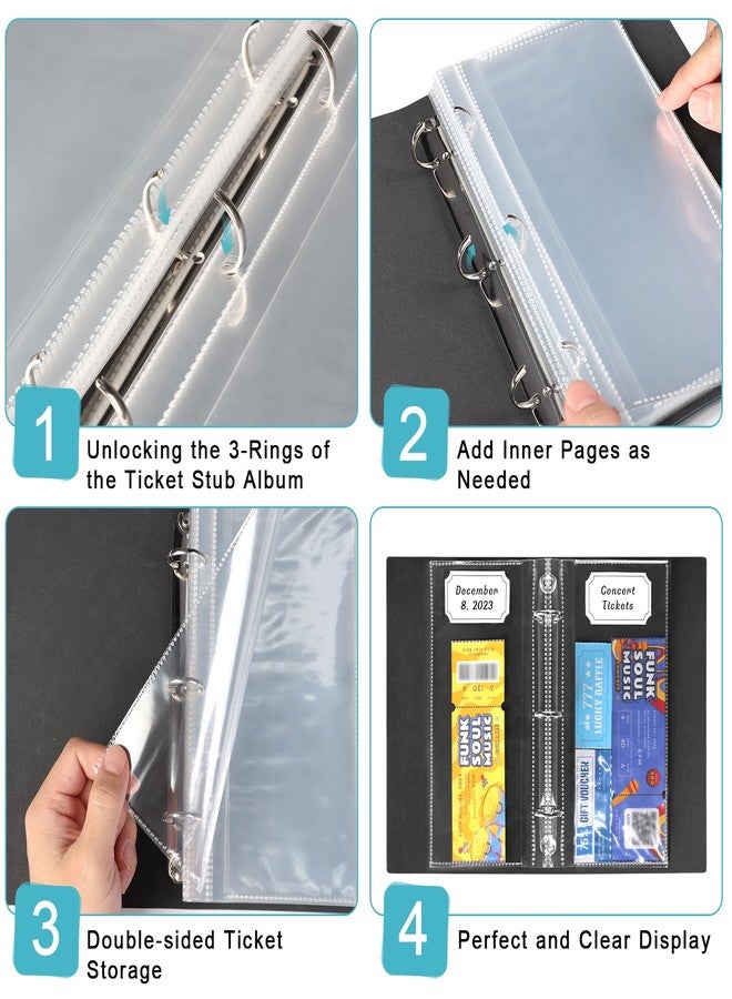 MSHUNKEJI Blue PU Leather Ticket Stub Diary 3 Hole Ticket Stub Holder Album 6 x 9 Inch Ticket Stub Organizer with 40 PVC Pockets 42 DIY Stickies 26 Letter Charms for Collect Movie Concert Tickets Receipts - Image 5