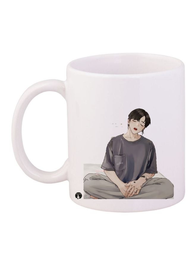 RYN Cartoon Printed Coffee Mug White/Grey/Black 11ounce