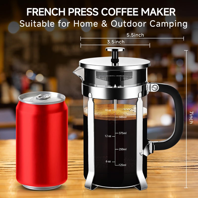 YMMIND French Press Coffee Maker 304 Stainless Steel Coffee Press,with 4 Filters System, Heat Resistant Thickness Borosilicate French Press Glass, BPA-Free Brewed Tea Pot Coffee Plunger(Copper 12oz) - Image 4