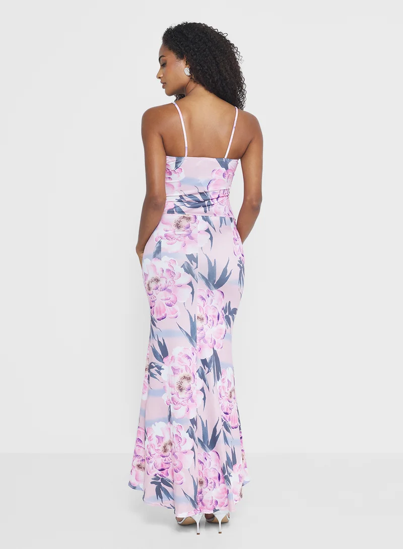 جينجر Corset Bodice Floral Dress