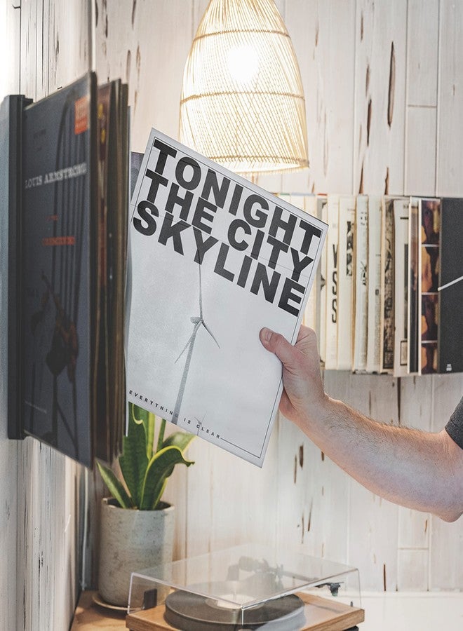 كوس حامل أسطوانات كوس الجداري، حامل فينيل للتخزين والعرض، قابل للتوسيع والتعديل ليناسب مساحتك، أسود - Image 5