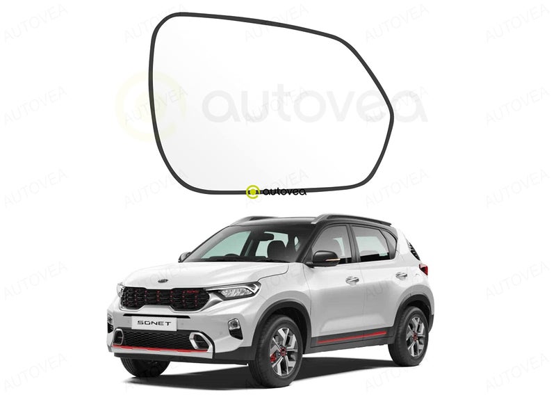 AUTOVEA® Rear View Mirror Glass (Right/Driver Side) Compatible with Kia Sonet (2020-2022) - Image 1