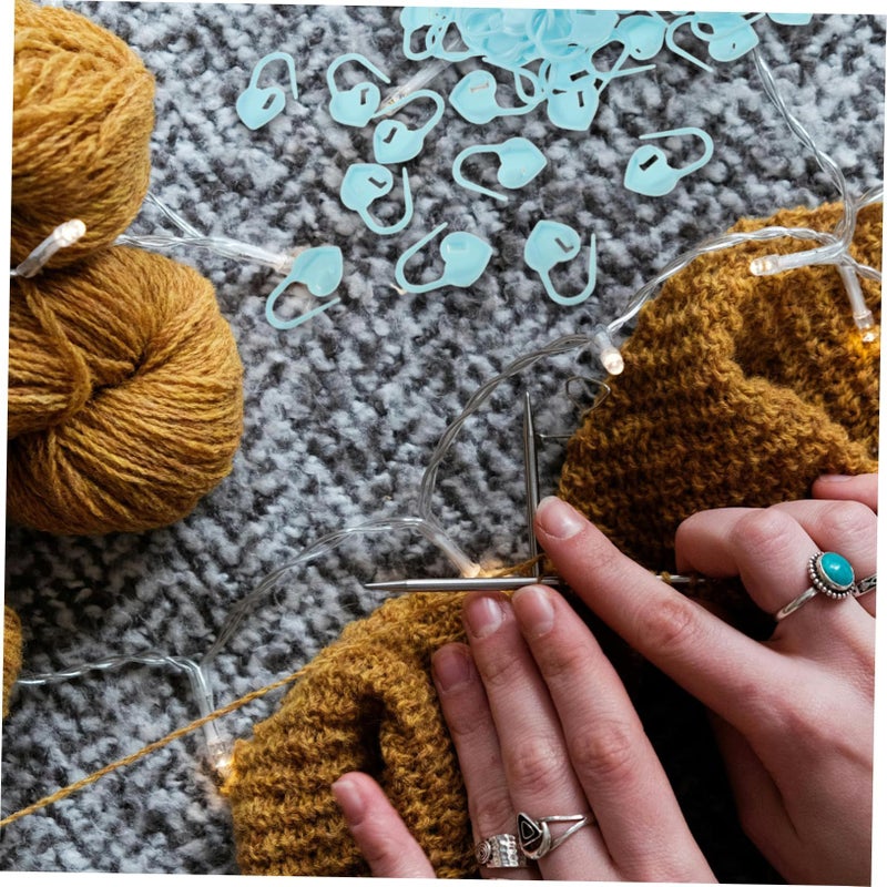 Sky Blue Heart Shaped Crochet Stitch Markers Plastic Clips for Knitting Sewing DIY Crafts - Image 5