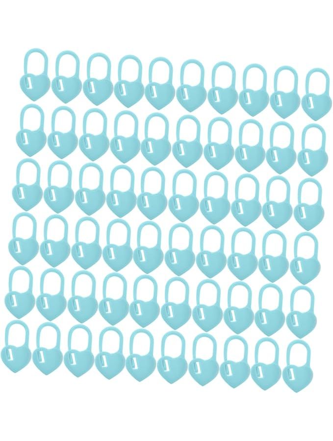 Sky Blue Heart Shaped Crochet Stitch Markers Plastic Clips for Knitting Sewing DIY Crafts - Image 1