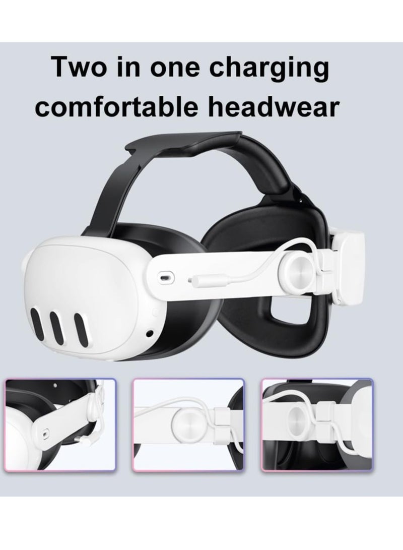 Meta Quest 3 Headband with 6000mAh Rechargeable Battery, Adjustable VR Replacement Elite Headband, Comfortable ABS Replacement Headband for Meta Quest 3 VR Headset - Image 4
