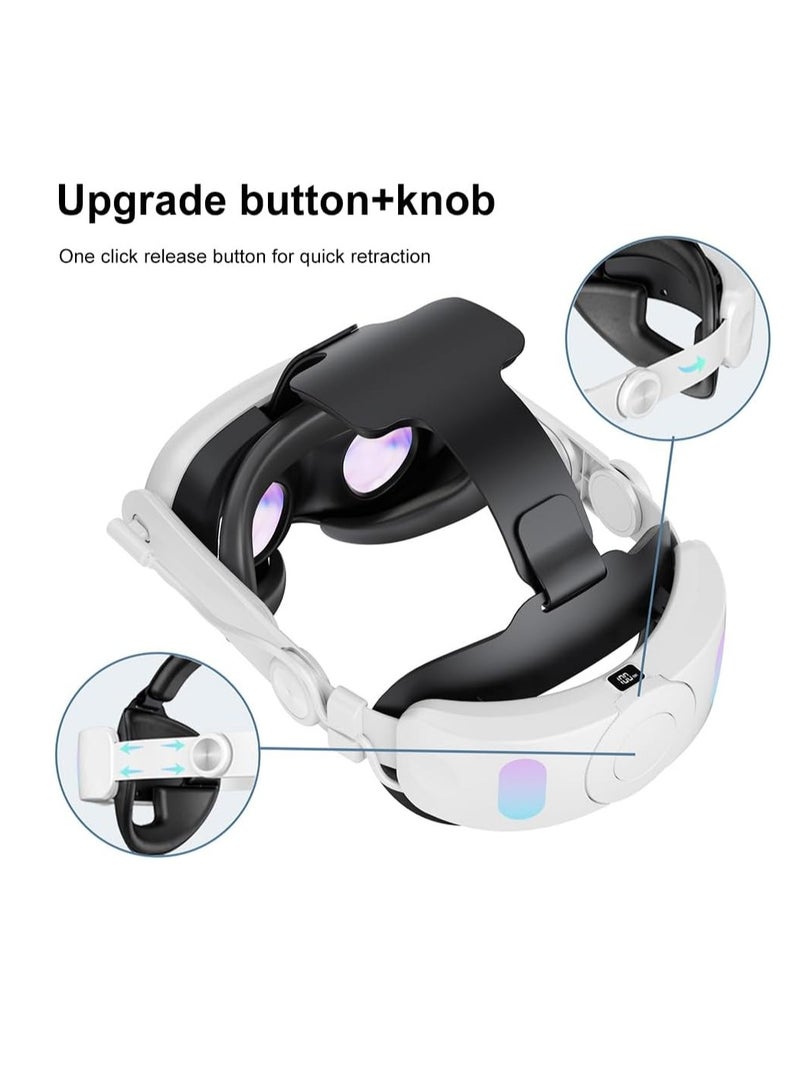 Meta Quest 3 Headband with 6000mAh Rechargeable Battery, Adjustable VR Replacement Elite Headband, Comfortable ABS Replacement Headband for Meta Quest 3 VR Headset - Image 2