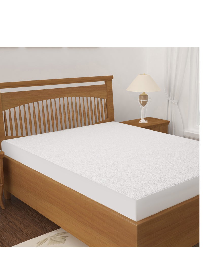ستوري@هوم Story@Home Mattress Protector King Size, Bed Cover White, Terry Cotton 78 X 72 Inches  - Image 1