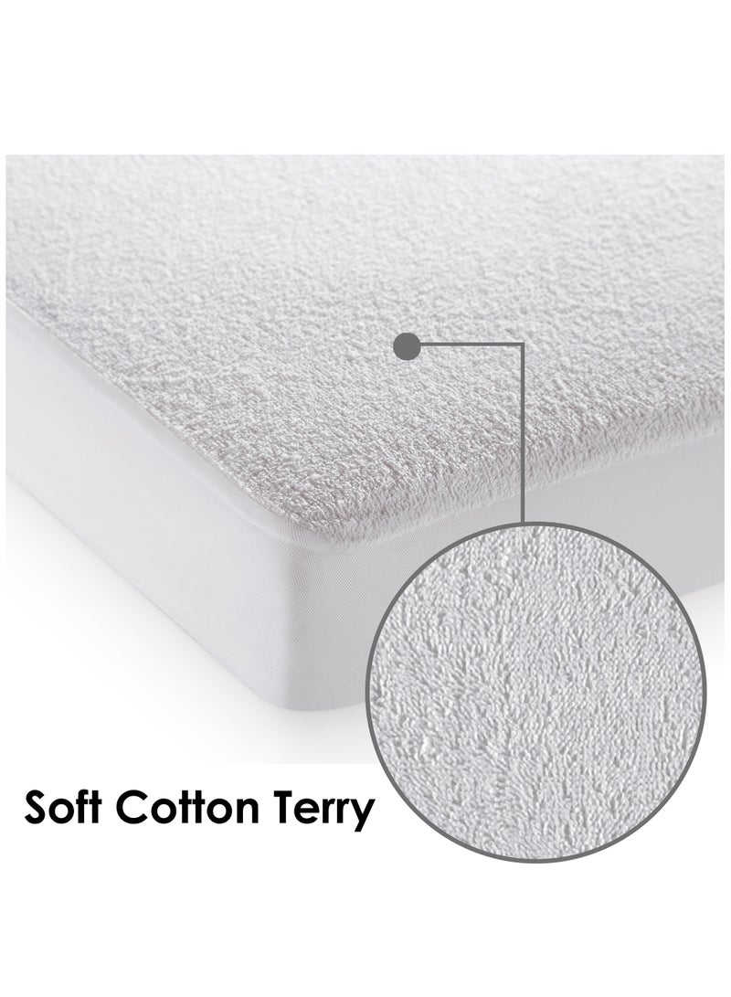 ستوري@هوم Story@Home Mattress Protector King Size, Bed Cover White, Terry Cotton 78 X 72 Inches  - Image 3