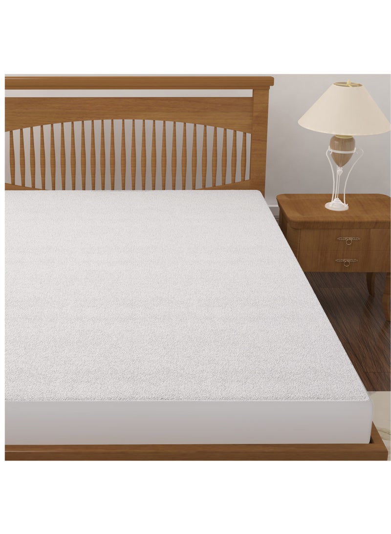 ستوري@هوم Story@Home Mattress Protector King Size, Bed Cover White, Terry Cotton 78 X 72 Inches  - Image 2