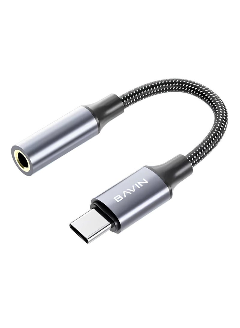 Bavin Type-C to 3.5mm Earphone Adapter for Fast Audio, Music and Calls (Bluetooth Required) - Image 1