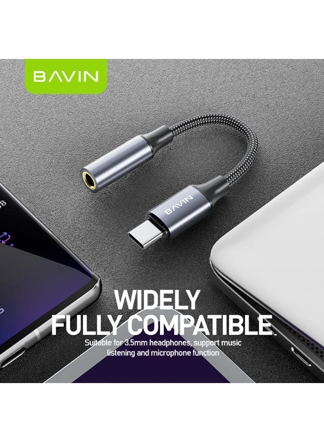 Bavin Type-C to 3.5mm Earphone Adapter for Fast Audio, Music and Calls (Bluetooth Required) - Image 4