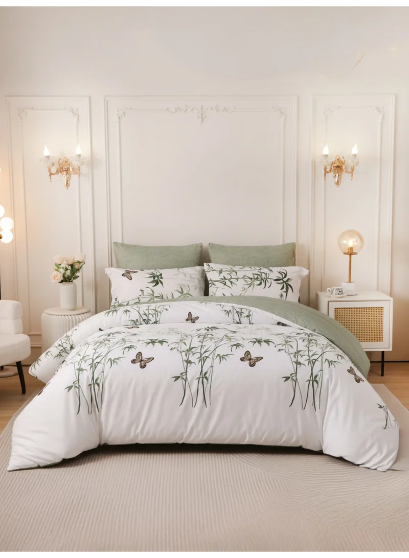 Donetella Printed Duvet Set, King Size Fits 200x200 cm - 6-Pcs Bed Set, Brushed Microfiber Fabric - 1 Duvet Cover, 1 Fitted Sheet, 2 Pillow Shams, 2 Pillowcases (Filler Not Included)