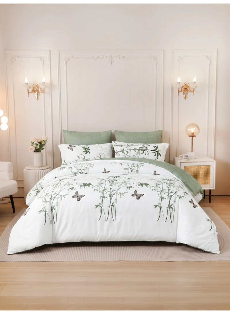 Printed Duvet Set, King Size Fits 200x200 cm - 6-Pcs Bed Set, Brushed Microfiber Fabric - 1 Duvet Cover, 1 Fitted Sheet, 2 Pillow Shams, 2 Pillowcases (Filler Not Included)
