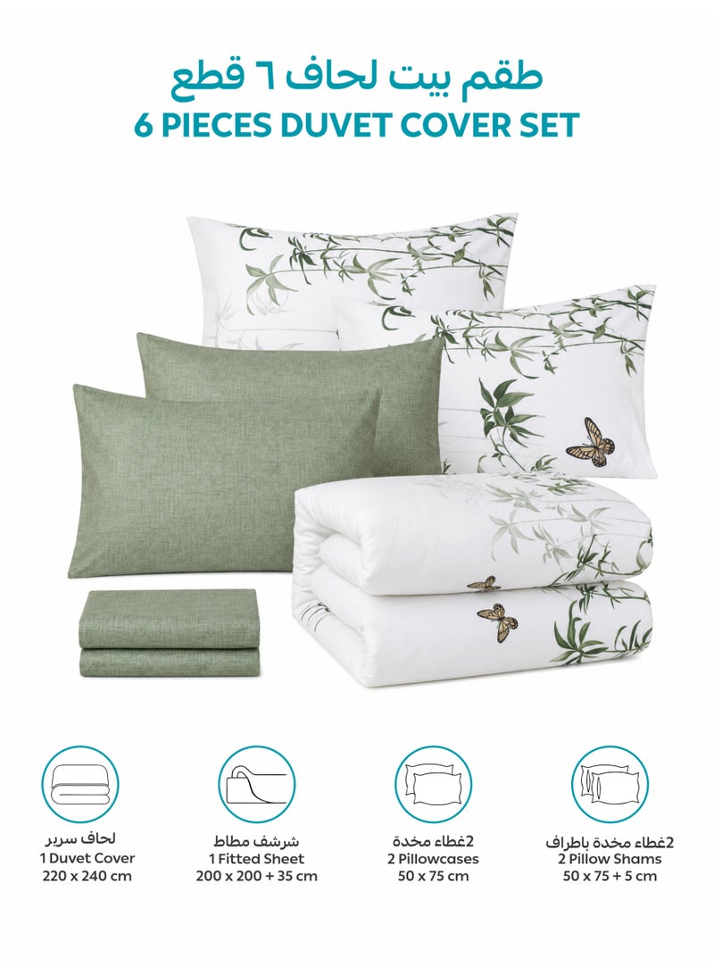 Donetella Printed Duvet Set, King Size Fits 200x200 cm - 6-Pcs Bed Set, Brushed Microfiber Fabric - 1 Duvet Cover, 1 Fitted Sheet, 2 Pillow Shams, 2 Pillowcases (Filler Not Included) - Image 4
