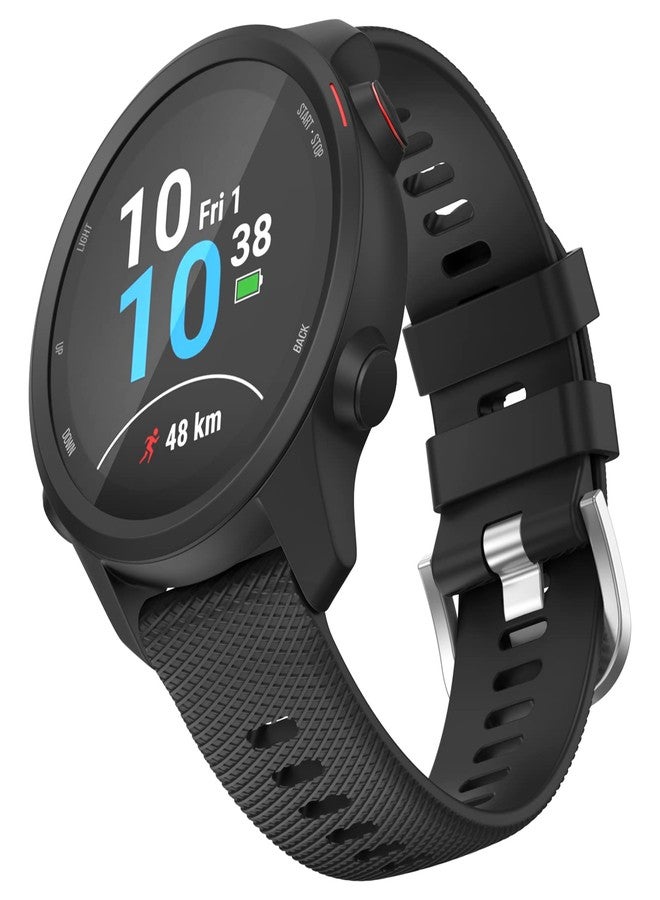 OVERSTEP Compatible with Garmin Venu 2 Plus, Venu SQ Band, 20mm Wrist Strap Quick Release Waterproof Soft Silicone Bands for Vivoactive 3 Music, Vivomove Hr, Forerunner 645/245 Music Smartwatch, Black - Image 1