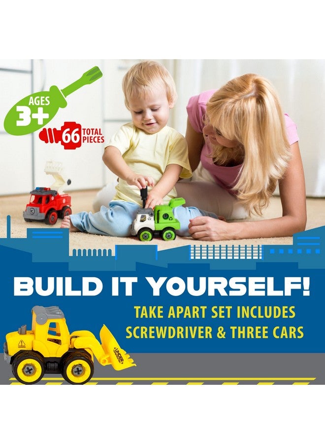 Flybar Power Gearz Take Apart Toy With Screwdriver And Screws 3 Pack Truck Set For Boys And Girls Fire Truck Construction Truck Garbage Truck Vehicle Set Building Toys For Kids Ages 35 - Image 3