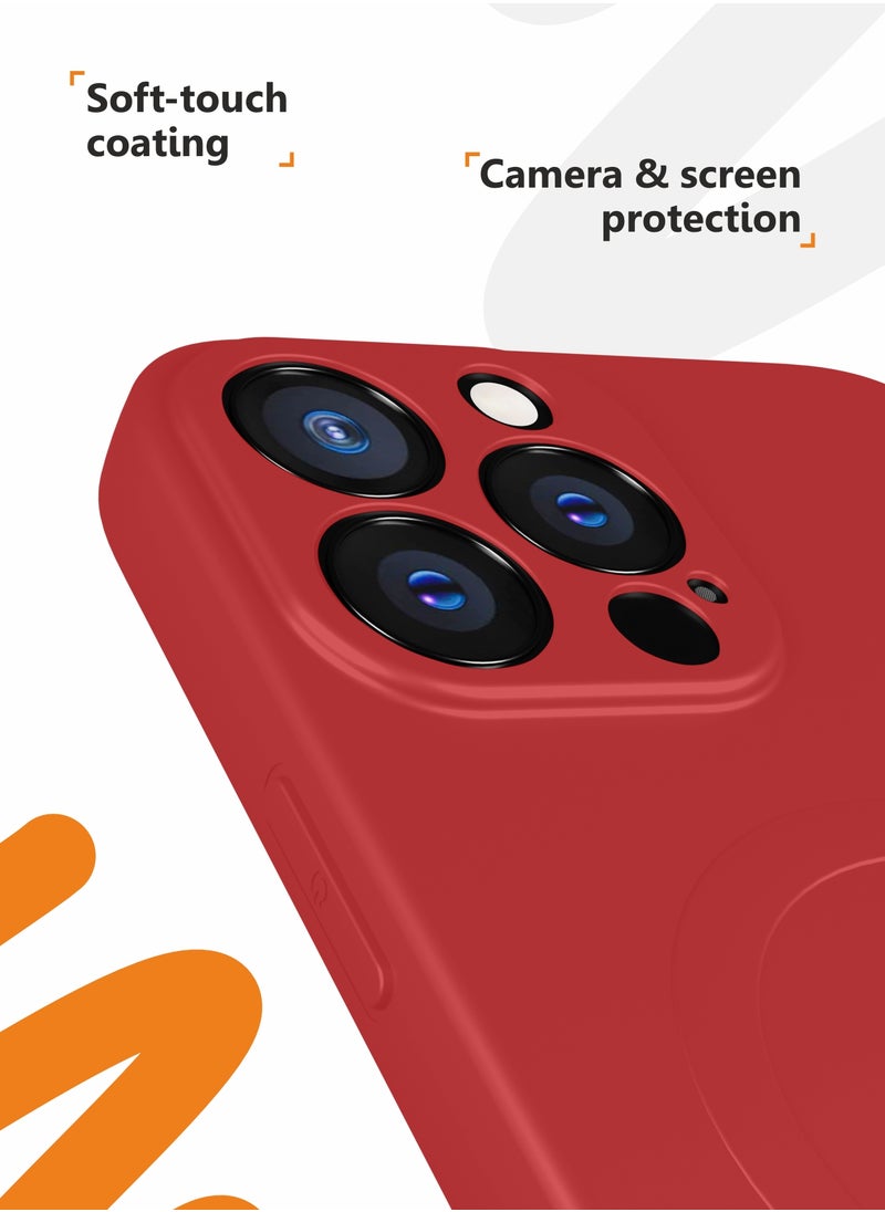MOBILIUS - for iPhone 13 Pro Max Case, Soft Anti-Scratch Microfiber Lining, Compatible with MagSafe, Shockproof Phone Case for iPhone 13 Pro Max, Red - Image 1