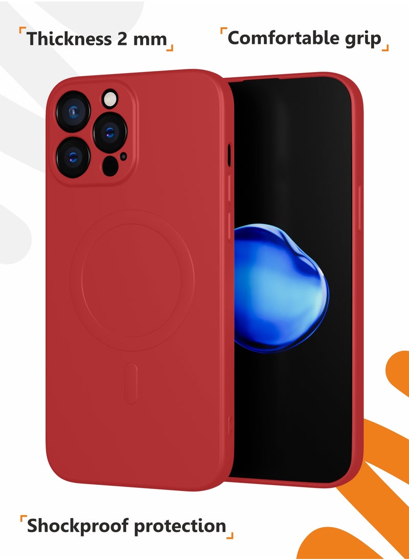MOBILIUS - for iPhone 13 Pro Max Case, Soft Anti-Scratch Microfiber Lining, Compatible with MagSafe, Shockproof Phone Case for iPhone 13 Pro Max, Red - Image 1