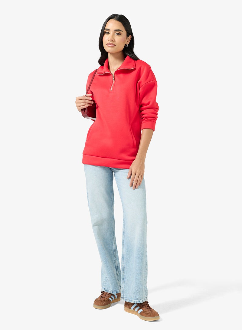 Ginger Basics Soft Touch Zip Up Oversize Sweatshirt - Image 4